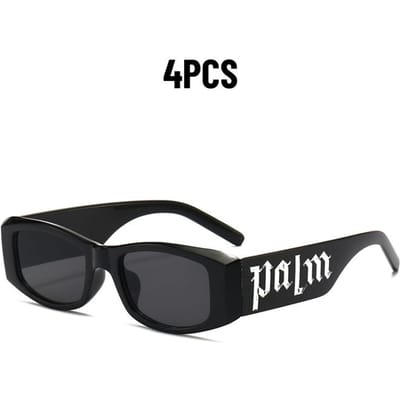 2 STuks Punk Letter Modieuze Bril Nieuwe Rechthoekige Vintage Hip-hop Stijl High-end Gevoel Spicy Girl Zonnebril voor Vrouwen