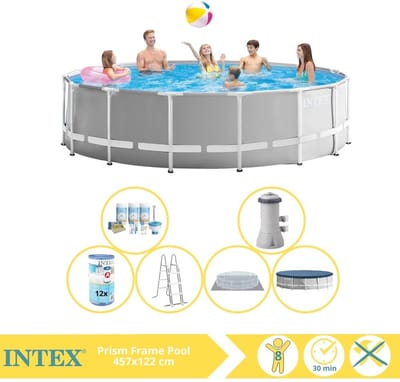 Intex Prism Frame Zwembad - Opzetzwembad - 457x122 cm - Inclusief Onderhoudspakket en Filter