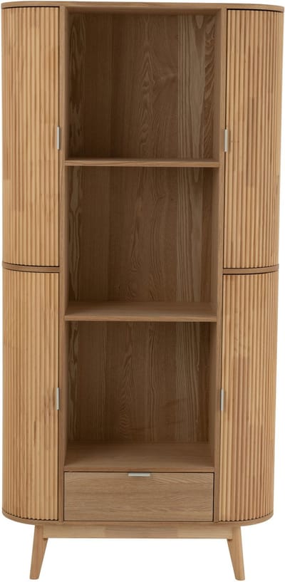 J-Line kast Vakken Rond - dennenhout - naturel