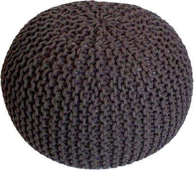 Zit Pouf - Voetenbankje Kruk - Woonkamer Decoratie - Handgemaakt Gerecycled Katoen - 55 cm Diameter - Koraalbruin