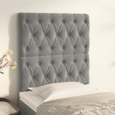 vidaXL - Hoofdbord - lichtgrijs - 80x7x118/128 - cm - fluweel