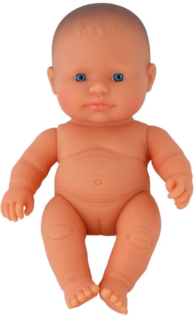 ML Poppen: BABYPOP EUROPEES MEISJE 21cm, met vanillegeur, waterdicht, anatomisch correct, in vinyl, in geschenkdoos. Made in Spain, 10m+