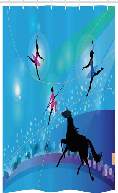 ABAKUHAUS Circus douchegordijn – Trapeze-artiest Paard – 120x180 cm – Multi