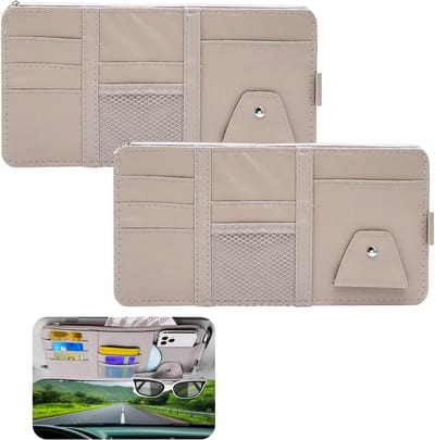 Famanu – 2 stuks zonnekleppen organizer - opbergtas voor auto-zonnekleppen - auto zonneklep organizer multifunctioneel - zonneschermen opbergen voor factuur - kaarten - kaartenlicentiesleutel
