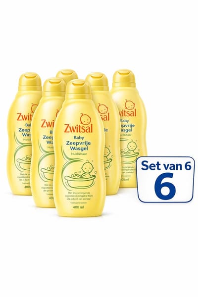 Zwitsal Baby Zeepvrije Wasgel – 400 ml – Set van 6 – Milde Babyverzorging – Voordeelverpakking