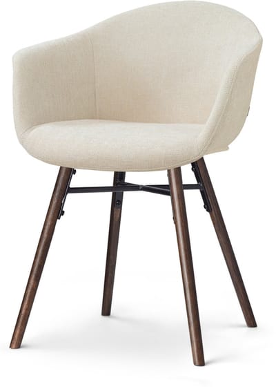 Nolon Nena-Otis Eetkamerstoel Cotton Beige - met Armleuning - Stof - Houten Poten - Walnoot - Stof