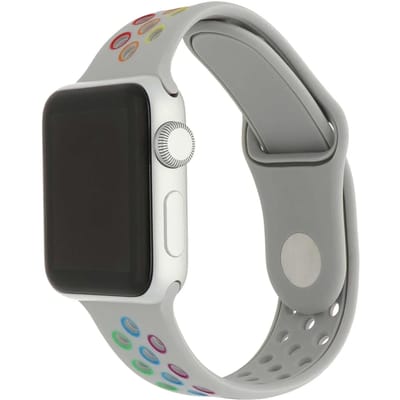 2+1 | Apple Watch Bandje Fusion - Dubbel - Siliconen - Kleurrijk Antiekwit