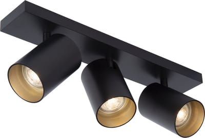 Atmooz - Plafondspots Nuo 3 - Fitting GU10 - 3-dubbele plafondlamp - Kleur : Zwart - Slaapkamer / Woonkamer / Eetkamer - Industrieel - Hoogte 12cm - Metaal