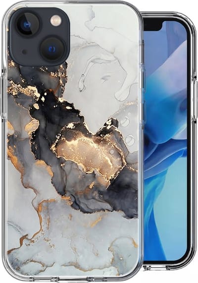 Hoesje geschikt voor iPhone 13 Mini - Siliconen Shock Proof Case Back Cover Hoes Marmer Goud