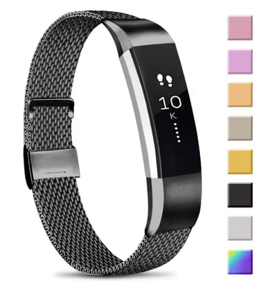 New Age Devi - Milanees Smartwatch bandje - Geschikt voor Fitbit Alta / Alta HR Milanese band - zwart - Maat: L