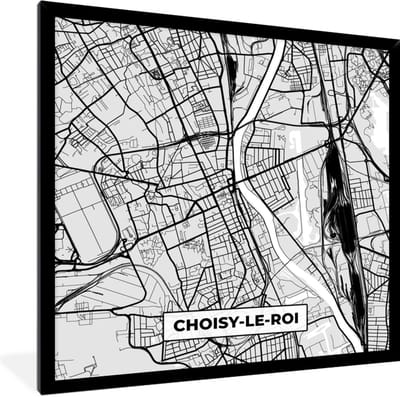 Fotolijst incl. Poster - Plattegrond - Kaart - Stadskaart - Frankrijk - Choisy-le-Roi - 40x40 cm - Posterlijst