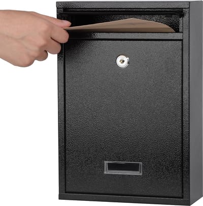 Brievenbus met slot - Wandmontage brievenbus - Post ontvangen - Roestwerend staal - 315 cm breed - Zwart