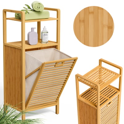 Casaria Badkamerrek - met Wasmand 43l 40x30x95cm - Bruin