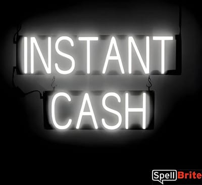 INSTANT CASH - Lichtreclame Neon LED bord verlicht | SpellBrite | 66 x 38 cm | 6 Dimstanden - 8 Lichtanimaties | Reclamebord neon verlichting