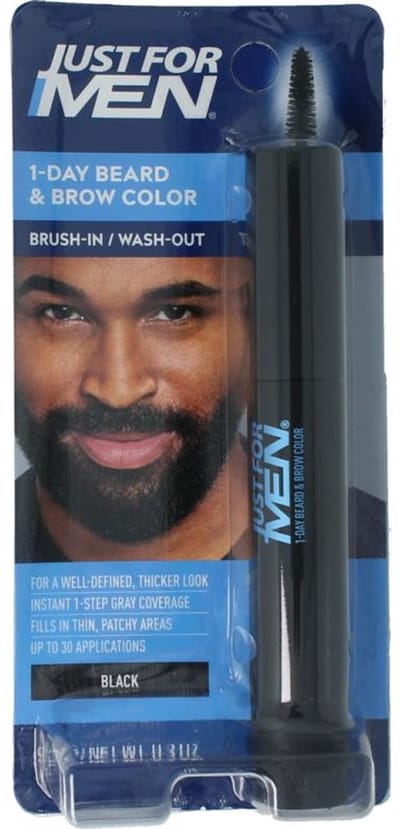 Just for Men 1-Daagse Baard & Wenkbrauw Kleur - Zwart - Tijdelijke Kleuring voor Baard en Wenkbrauwen - Tot 30 Applicaties