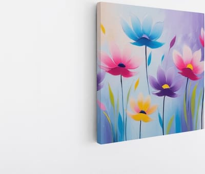 Saammp Canvas Schilderij - Roze Minimalistisch - Bloemen - Abstract - 20x20 - Foto op canvas - Wanddecoratie - Muurdecoratie Woonkamer - Kantoor Decoratie