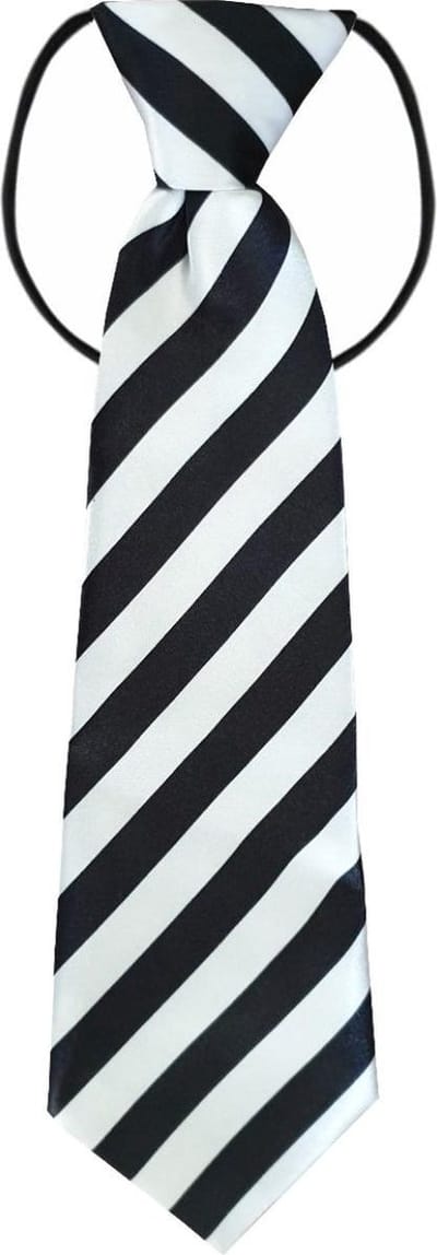 Fako Fashion - Kinderstropdas - Kinder Stropdas - Jongens Stropdas - Das - Print - Elastiek - Zwart/Wit Gestreept