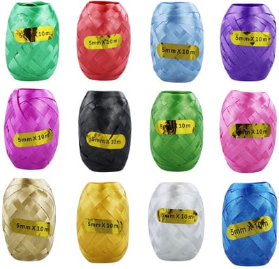 Dailygoods- Cadeaulint 12 Rollen - 10 m per Rol - Kleurrijk/Decoratie - Krullend Lint - Bruiloft/Festival - Handwerk/Geschenkverpakking - Decoratielint