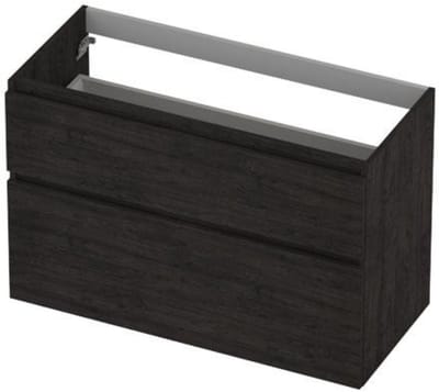 INK - Onderkast 2 Laden Greeploos Hout Decor met Houten Keerlijst A-symmetrisch - 1000x450x650 Mm - Houtskool Eiken