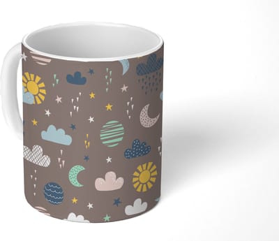 Mok - Koffiemok - Wolken - Zon - Design - Mokken - 350 ML - Beker - Koffiemokken - Theemok