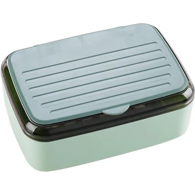 Boîte à savon à double couche, étui à savon de voyage portable pour l'extérieur avec couvercle, porte-savon de douche, boîte de rangement pour éponge vert