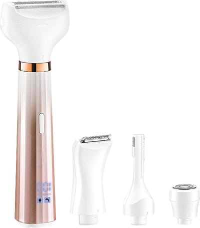Portable Rechargeable 4 in 1 Women's Razors Set - Trimmer for Bikini, Eyebrow, Face, Arm, Leg, Underarm - IPX5 Full Body Waterproof