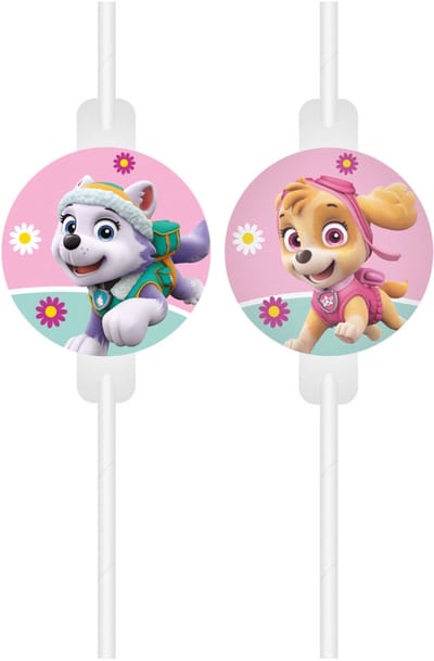 Paw Patrol Skye and Everest paper straw, 4-piece set FSC