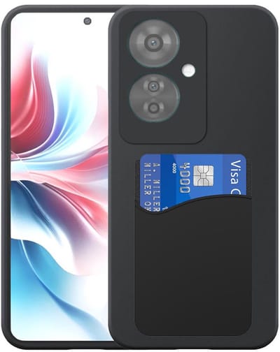 Geschikt voor Oppo Reno 11F Telefoonhoesje met Siliconen Pasjeshouder - Flexible Back Cover Case Siliconen TPU with Silicone Cardslot - Zwart - Smartphonica geschikt voor Oppo Reno 11 Pro