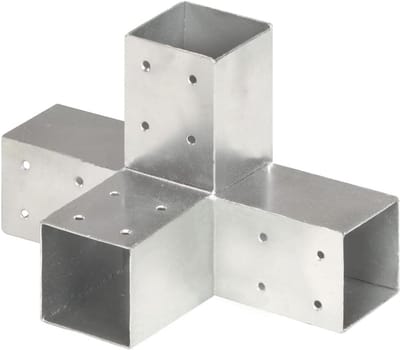 Paalhoeken - Verbindingsstukken - Buitenconstructies bouwen - X-vorm ontwerp - 71 mm balken - Zilver