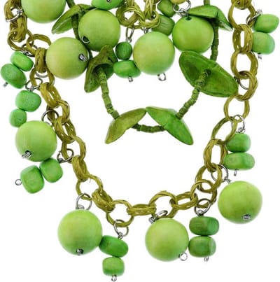 Behave - Ketting met groene houten kralen en meerdere lagen - Modeaccessoire voor natuurlijke looks