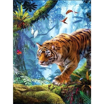 Bricolage 5D diamant peinture mosaïque animaux tigres fait à la main diamant point de croix diamant broderie 20X30CM gray