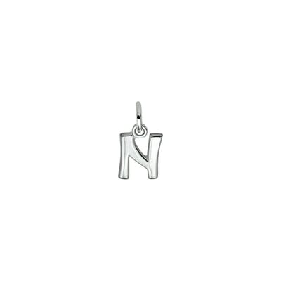 Zilver Gerhodineerde Hanger letter N 1330011