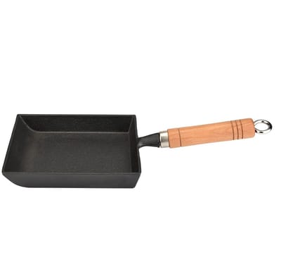 Dailygoody - Gietijzeren Omeletpan - Tamagoyaki Pan - Anti-brandwonden Handvat - Zwart - Geschikt voor Inductie en Gas - Voor Eieren en Pannenkoeken -