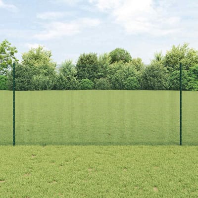 vidaXL - gelast - draadhek - met - palen - 10 - x - 1,2 - m - PVC-Coated - Staal - Groen
