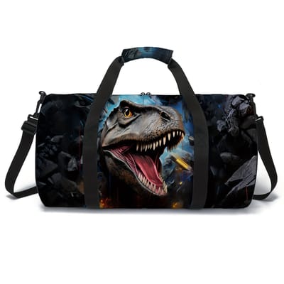 Dino Reistas Kind | Dino Sporttas Kind | Dino Weekendtas | Handbagage Kind Vliegtuig | 25 Liter | Sporttas Jongens | Weekendtas met Dino | Kogel Kindertas Peuter | Tas voor Logeren of Vakantie | 24x22x45 cm