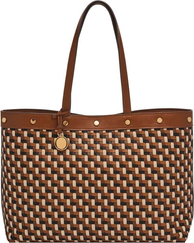 FOSSIL Shopper Jessie East West Tote Bag Brown Bruine
