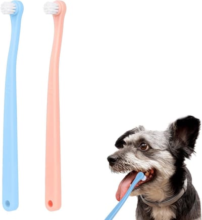 Famanu – Set van 2 Tandenborstels voor Honden en Katten – Mini Zachte Koppen voor Puppy’s, Kittens en Kleine Huisdieren