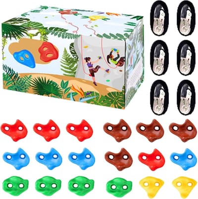 Klimwandgrepen Set - Klimstenen - Buiten Spelen - Inclusief Montagemateriaal - 17 cm Hoog - Kleurrijk