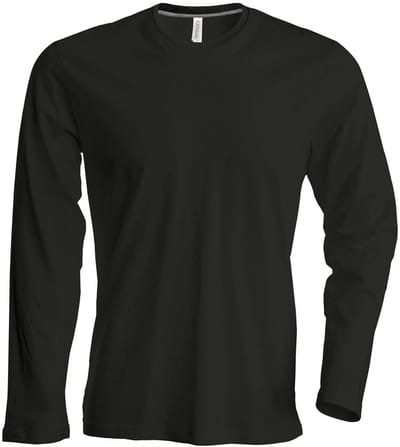 Kariban Heren Slim Fit Lange Mouw Crew T-Shirt Hals (Zwart)