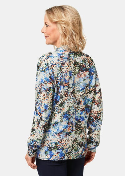 Gedessineerde blouse - zwart / koningsblauw / gedess. - Gr. 40 van Goldner Fashion