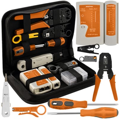 Netwerktester Kit RJ45/RJ12/RJ11/Cat5/Cat5e/Cat6/UTP/LAN - Kabeltester Met Krimptang & LSA tang