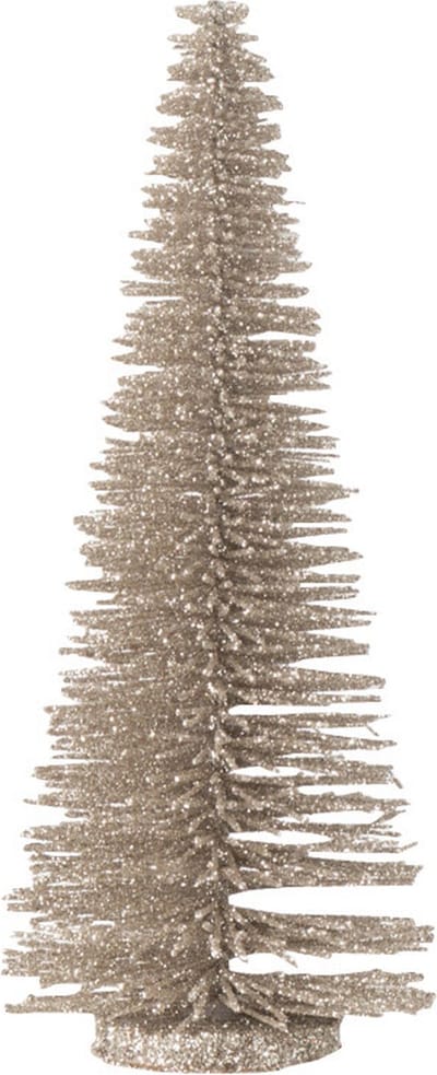 J-Line decoratie Kerstboom Glitter - kunststof - greige - small