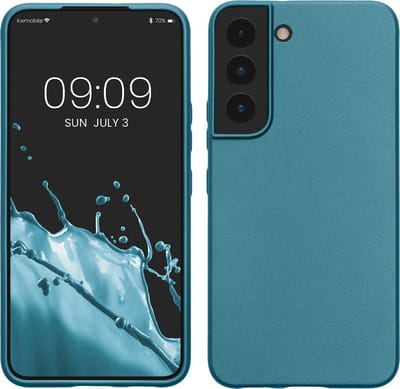 kwmobile telefoonhoesje geschikt voor Samsung Galaxy S22 - Hoesje voor smartphone - Back cover in Metallic carabisch blauw