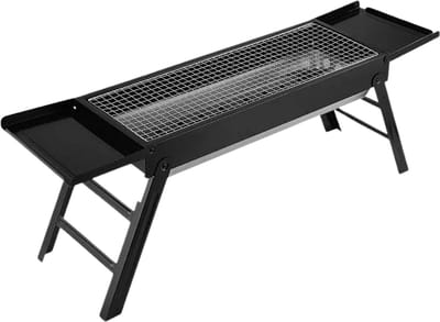 Benelux Select Draagbare Bbq – Opvouwbare Bbq – Meeneem Bbq – Inklapbaar - Zijtafels En Draagriem – Grill oppervlakte 56 x 23 cm