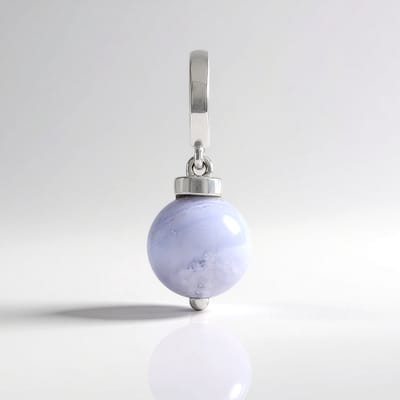 Cavill - 925 Sterling Zilver Platina Gecoate Hanger - Blauwe Kant Agaat 3,195 Ct - Ronde Mexicaanse Agaat - Elegante Blauw Sieraden Dames