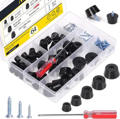 Set van 64 Rubber Voetjes Antislip Bumpers met Schroeven voor Meubels en Snijplanken