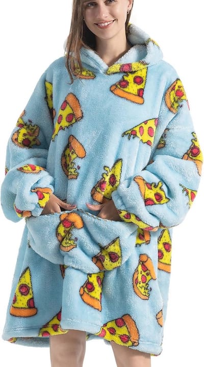 Oversized Hoodiedeken met Grote Zak - Comfortabele Sherpafleecedeken voor Dames, Heren en Tieners