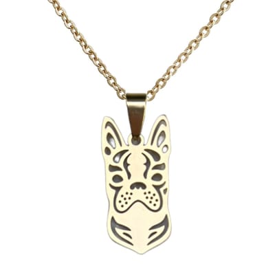 Fako Bijoux® - Ketting Met Hanger - Stainless Steel - RVS - Staal - Hond - Hondenkop - Terriër - Goudkleurig
