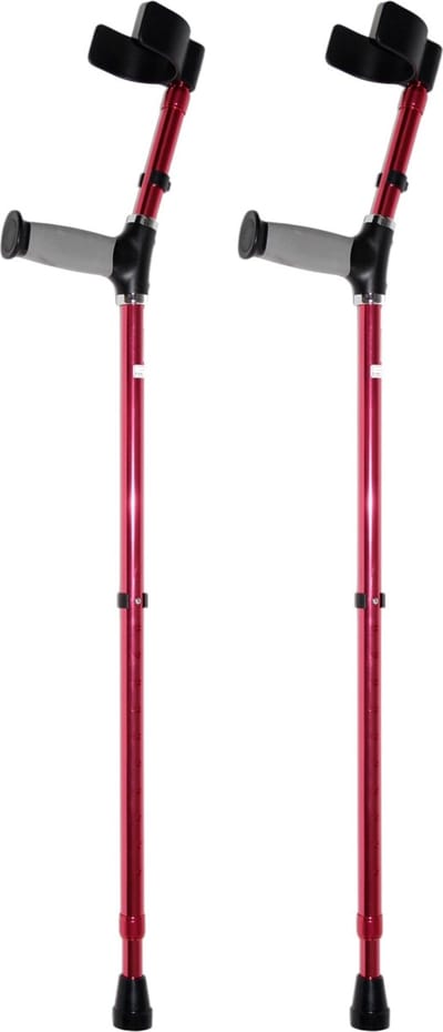 Premis - Elleboogkrukken - Standaard Softgrip - Verstelbaar 75-100 cm - Paar - Open Manchet - Rood