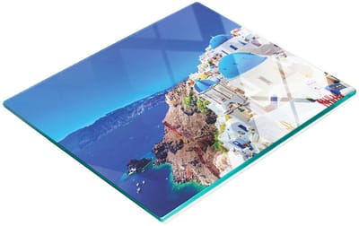 Decoratieve glazen serveerplank voor snacks, eiland Santorini, 60x52 cm